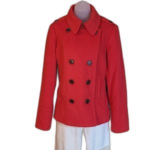 J. Crew Lady Day Jacket Lined Double-Breasted Metro Coat Wool Winter Peacoat XL